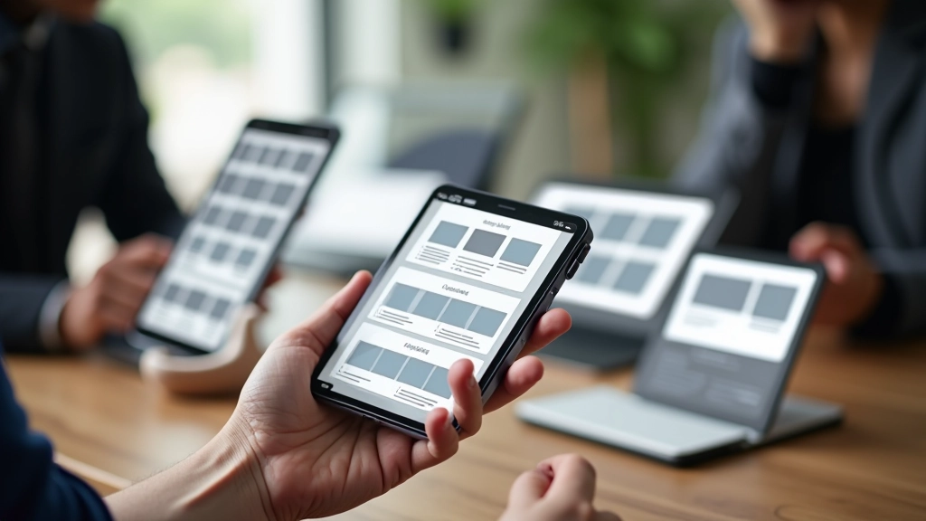 CSS grid and flexbox layout examples displayed on multiple device screens showing responsive behavior